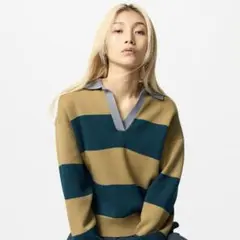 UNIQLO スムースコットンリラックスポロセーター Lサイズ イエロー