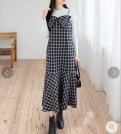 チェック柄キャミソールワンピース