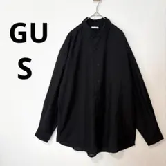 美品 GU メンズ S イージーケア シアーオーバーサイズシャツ 長袖