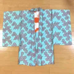 【昭和初期ヴィンテージ】幾何学模様 水色 赤模様　羽織
