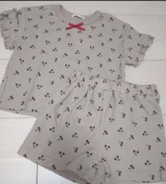 【しまむら】ベビー　90　ワッフル　さくらんぼ　リボン　フリル　セットアップ