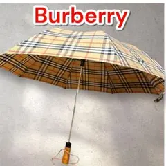 ✨ヴィンテージ✨ Burberry 折りたたみ傘 ノバチェック 木製ハンドル