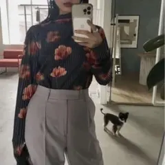 Ameri vintage.シースルーベロアトップス