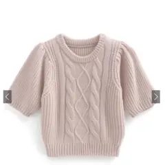 半袖ケーブルニット　gn387　ピンク　GRL