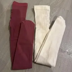 新品未使用　H&M キッズタイツ 6-8A ベリーピンク/白 2色セット