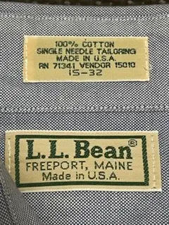 L.L. Bean ボタンダウンシャツ 15-32 アメリカ製　ブルー　米国製