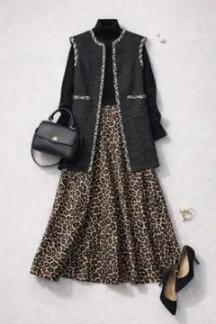 高島屋購入　Season レオパード柄　フレアスカート