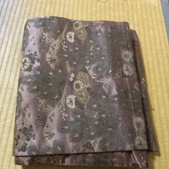 着物 帯 松に菊 くすみピンク 古典柄 レトロ リメイク素材 ハンドメイド