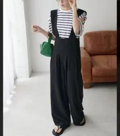 DISCOAT ハイウエストワイドストラップサロペット