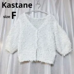 極美品✦カスタネKastaneニットカーディガンF白/レース/ガーリー/手洗い可