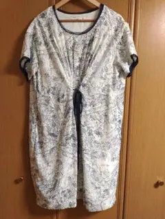 地図柄 半袖 膝丈ワンピース