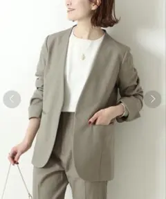 Spick&Span スピックアンドスパン リネンライクノーカラージャケット