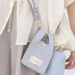 人気♡タグ付き!!yumi tal by yumiミニショルダーバッグ 水色✨のサムネイル
