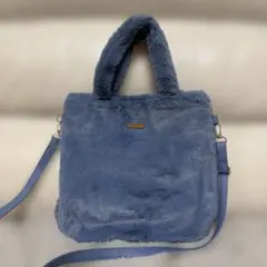 Maturia ブルーファー トートバッグ 2way モコモコ　ショルダーバッグ