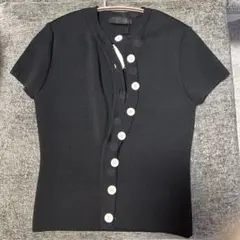 【新品】ZARA ニットトップス 半袖 ブラック Mサイズのサムネイル