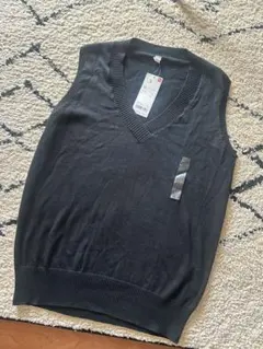 UNIQLO コットンニットベスト XL 黒