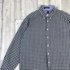 m*k様 トミーヒルフィガー　刺繍ロゴ　長袖シャツ　BDシャツ　古着　ダークグリ