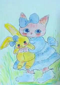手描きイラスト　オリジナル　アナログ お散歩