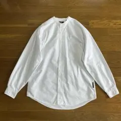 90s Structure バンドカラー コットンシャツ M 白 無地