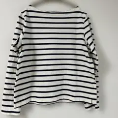 UNIQLO 長袖ストライプTシャツ L ホワイト/クロ