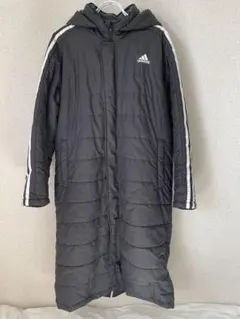 adidas ブラックベンチコート フード付き　160サイズ