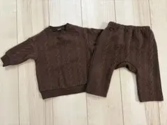 ブラウン ケーブルニット トレーナー・パンツセット 60-70cm