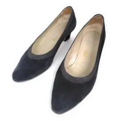 FERRAGAMO フェラガモ パンプス 7.5C スエード シンプル ブラック