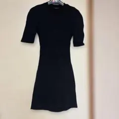 EMODA 半袖 バッグオープンリブニットワンピース ブラック