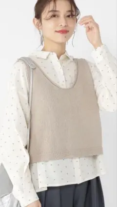 スタジオクリップ　3ゲージコットンリリヤーンダブルフロントベスト