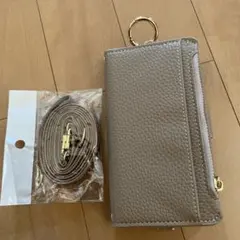 iPhone 12用グレー合成皮革ケース