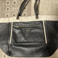 FURLA レザー トートバッグ 黒/白