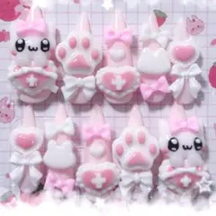 ネイルチップ 量産型 地雷系 平成女児 現品 ピンク 白 2