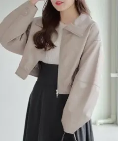 【本日限定最終値下げ】匿名配送　フェイクレザー配色ステッチブルゾン