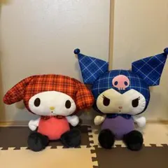 【新品】ラウンドワン限定 マイメロディ・クロミ チェックドールぬいぐるみ