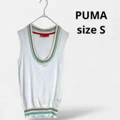 プーマPUMA レディース ゴルフ ニットベスト Sロゴ刺繍