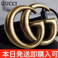 グッチ マーモント ゴールドバックル レザーベルト GG ロゴ金具 メンズ 黒