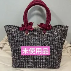 極美品 レクリエイティブ Lサイズ トートバッグ リボン ピンク 黒 ツイードのサムネイル