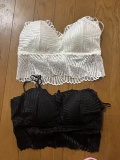 i*8様 レースパターンブラジャーセット（ホワイト・ブラック）