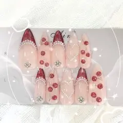 ネイルチップ 現品 マグネット ミラー ボルドー 韓国 ガーリー