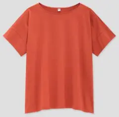 UNIQLO マーセライズコットン ボートネックT(半袖) XL オレンジ