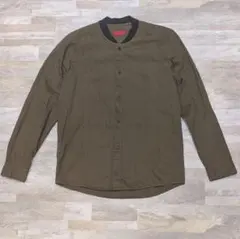 ★秋セール★HUGO BOSS ノーカラー シャツジャケット 카키 S