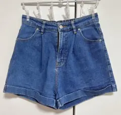 デニムショートパンツ ロールアップ