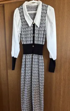 riendaシャツコンビニットワンピース　マルチ柄