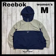 n*i様 Reebok ナイロンパーカー　ハーフジップ　グレージュ　ネイビー　M