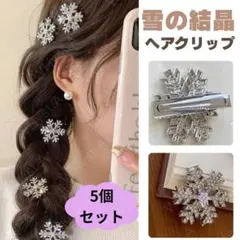雪結晶 ヘアクリップ 5個セット 髪飾り 冬 韓国風パーティー 発表会 結婚式用