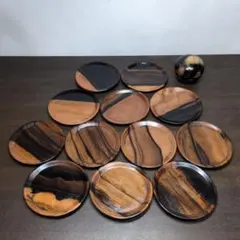 黒柿 茶托 12客＆黒柿 宝珠形 香合 セット 黒柿 茶托 12客＆黒柿 宝珠形 香合 セット - メルカリ