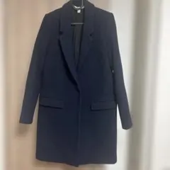 ネイビー チェスターコート シングルボタン