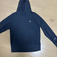 Champion ネイビー フード付きパーカー