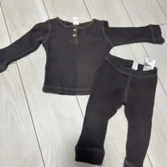 H&M ダークグレー ワッフル生地 トップス パンツ セットアップ