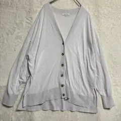 PLST ライトグレー Vネックカーディガン　お尻隠れて嬉しい❣️おしゃれ
